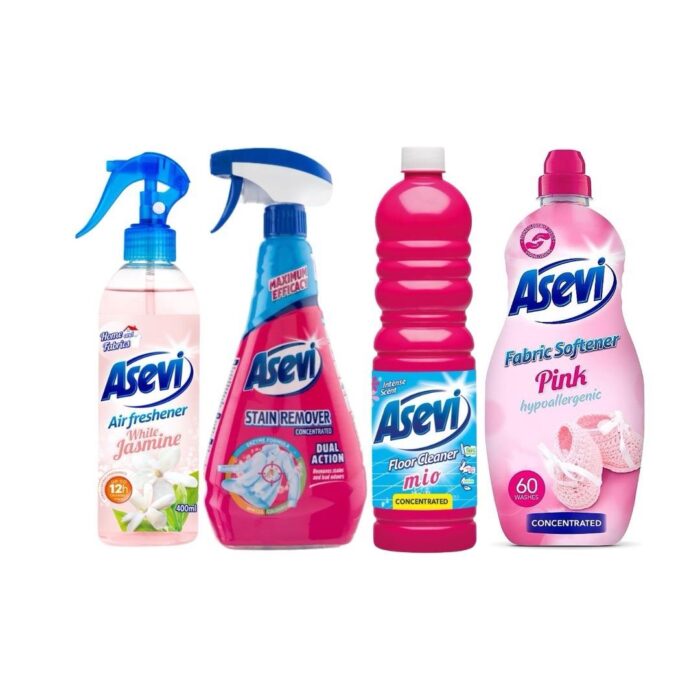 Asevi Pink Power Pack! White Jasmine Air, Stain Remover, Pink Floor & Softener for a Sweet Clean! #PinkClean #FloralScent #Asevi